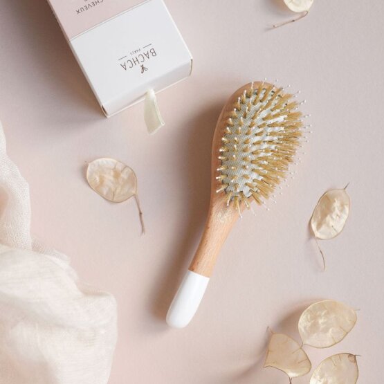 BACHCA Wooden Hair brush - Boar & Nylon bristles - Small Size